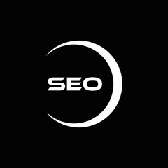 SEO logo. S E O design. White SEO letter. SEO, S E O letter logo design. Initial letter SEO linked circle uppercase monogram logo. S E O letter logo vector design.