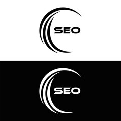 SEO logo. S E O design. White SEO letter. SEO, S E O letter logo design. Initial letter SEO linked circle uppercase monogram logo. S E O letter logo vector design.