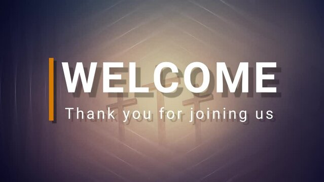 Welcome with 3 crosses in the backgroung