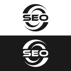 SEO logo. S E O design. White SEO letter. SEO, S E O letter logo design. Initial letter SEO linked circle uppercase monogram logo. S E O letter logo vector design.