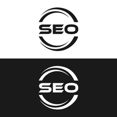 SEO logo. S E O design. White SEO letter. SEO, S E O letter logo design. Initial letter SEO linked circle uppercase monogram logo. S E O letter logo vector design.