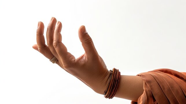 On a white background, the prthvi mudra hand gesture of yoga is depicted on a white background.