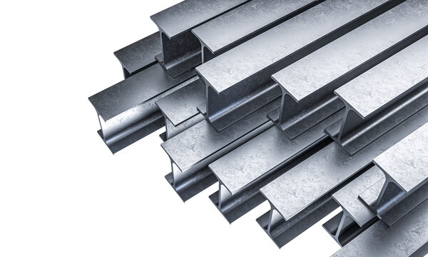 Metal profile bars on transparent background