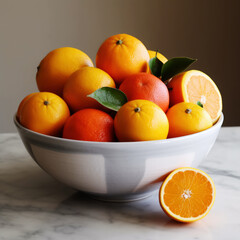 generated illustration of fresh oranges in a bowl