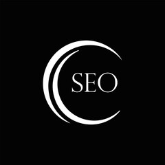 SEO logo. S E O design. White SEO letter. SEO, S E O letter logo design. Initial letter SEO linked circle uppercase monogram logo. S E O letter logo vector design.
