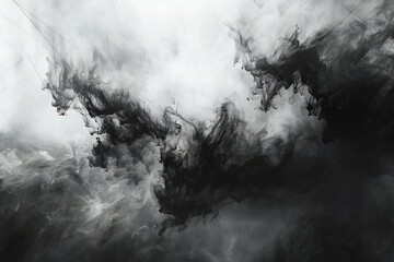 Abstract black smoke on a white background,  Design element for graphics artworks