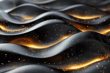 Immerse yourself in elegance with an abstract background featuring sleek black and gold shapes