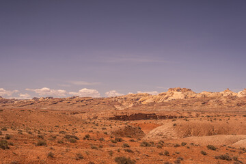 Fototapeta premium Orange Hazy Bluish Purple Sky Desert Area