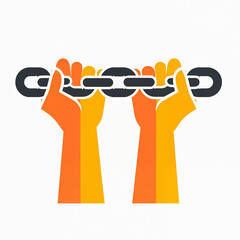 A Symbolic Representation of Hands Holding Chains. Vector Style Illustration. Isolated White Background. Generative ai Image.