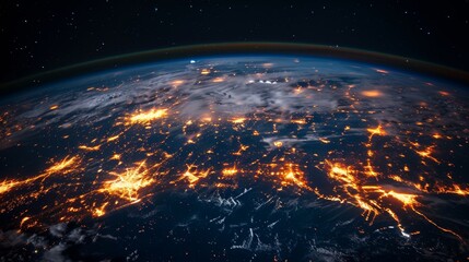 Obraz premium A network of 5G satellites orbiting the Earth, providing global connectivity