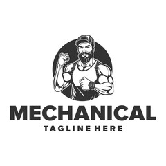 Mechanic man logo vector illustration