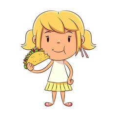 Girl eating taco, child, tortilla, snack