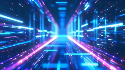 Abstract hologram display emitting cool blue and purple hues, perfect for techinspired projects with generous space for text