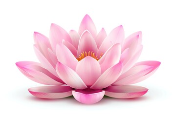 A realistic lotus with a large pink bloom, isolated on a white background