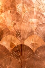 Art Deco Rose Gold Abstract Geometric Texture Wallpaper with Symmetrical Pattern