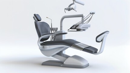 A dental chair isolated on a white background.