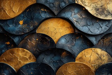Step into a world of gilded abstraction with a background featuring black and gold shapes.