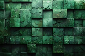 Visualize a deep green geometric texture background, infusing a modern business concept ideal for dynamic