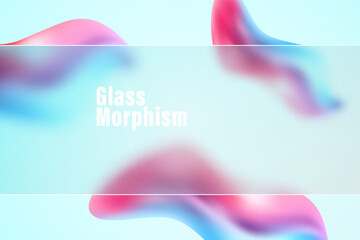 Glass morphism style image. Translucent frosted glass and abstract colored shapes.