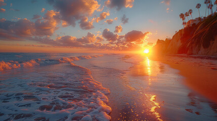 Coastal Sunset on a Calm Ocean
