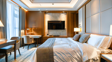 Fototapeta premium Luxurious 5-Star Hotel Room in the City