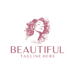 Woman in beauty logo vector illustration