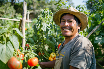 Rural man runs a sustainable farm, cultivating organic produce and promoting eco-friendly practices.