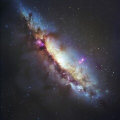 Fototapeta premium Ethereal cosmic wallpaper showcasing a bright, sprawling galaxy nebula set against the backdrop of a dark, starfilled sky