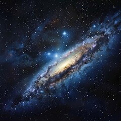 Fototapeta premium Ethereal cosmic wallpaper showcasing a bright, sprawling galaxy nebula set against the backdrop of a dark, starfilled sky