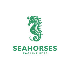 Seahorse aquatic animal logo vector illustration