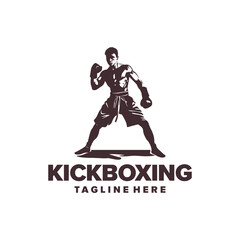 Kick boxing, sport logo vector illustration