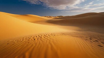 Golden Dunes: The Serene Beauty of a Desert Landscape at Sunset