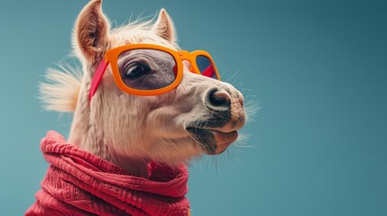 Horse Wearing Sunglasses and Scarf