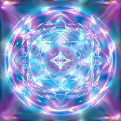 Softfocus holographic blur creating a dreamy and mystical backdrop, with a central clear area perfect for concise text or logos