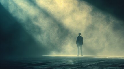 Man Standing in Dark Room