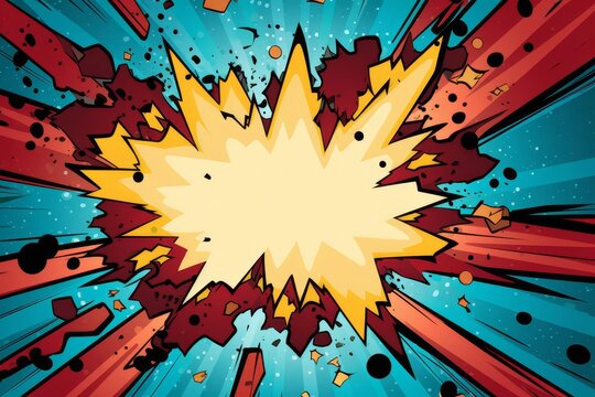 comic book explosion background for birthday card, superhero theme - Powered by Adobe