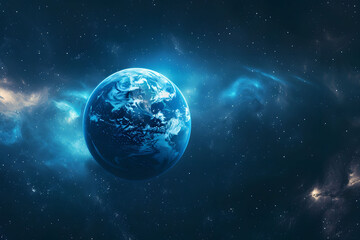 Earth from space, bathed in soft lighting.
Realistic beauty earth globe from space and some empty space.