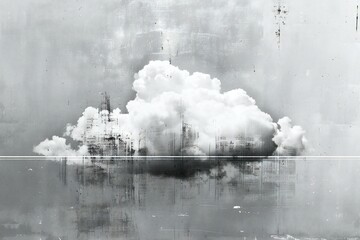 Abstract image of the city and the clouds on the concrete wall