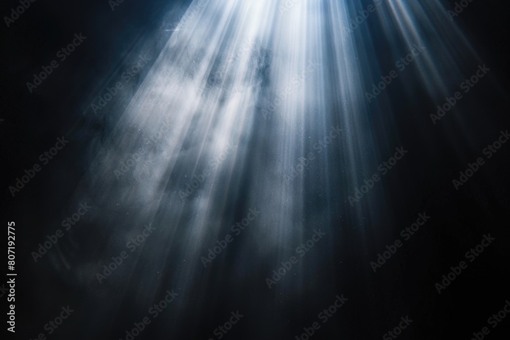 Wall mural sun rays isolated on black background for design overlay.