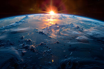Earth from space, bathed in soft lighting.
Realistic beauty earth globe from space and some empty space.