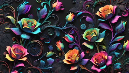 A colorful floral patterned background with a psychedelic twist.
