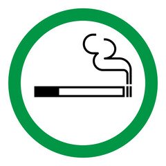 Smoking area sign with cigarette