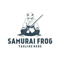 Fototapeta premium Samurai frog logo vector illustration
