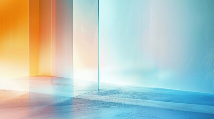 Blue and orange glass room