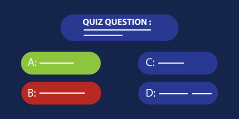 Question and answers template. Quiz game in tv. Background of blue color. Four answers for knowledge exam.