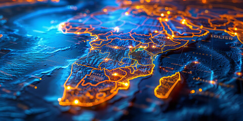 Digital map of Africa, concept of global network and connectivity