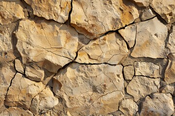 Background of stone wall texture,  Closeup of cracked stone wall