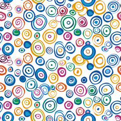 Vibrant circle doodle design in soft pastel hues, isolated on a transparent or white background with a PNG cutout and clipping path