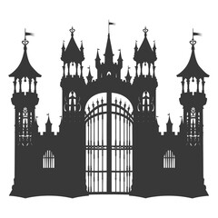 Obraz premium Silhouette castle gate black color only