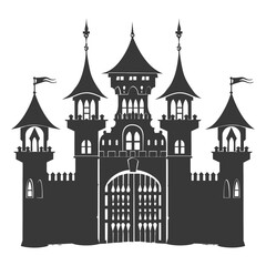 Obraz premium Silhouette castle gate black color only